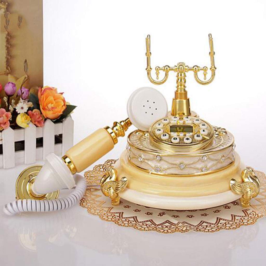 Telefon Zabytkowy telefon Europejski retro Kreatywny moda Domowy stacjonarny Ogród Biuro(Yellow)
