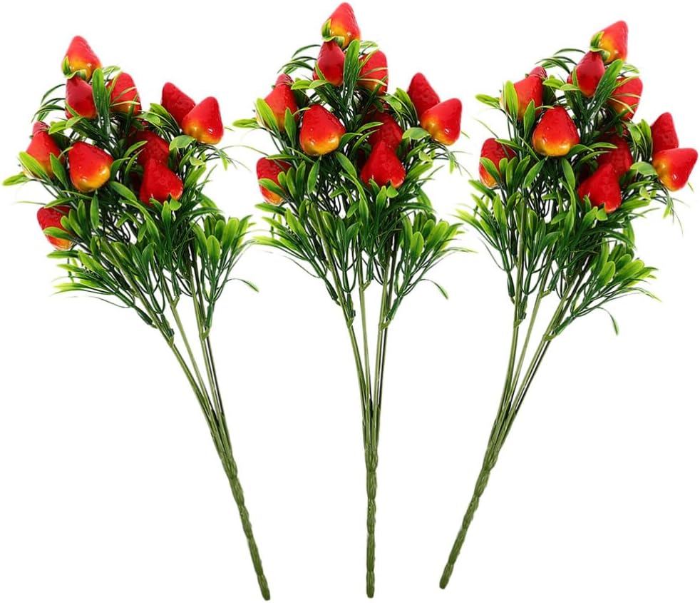 TEHAUX 3pcs Artificial Strawberry, Simulation Strawberry