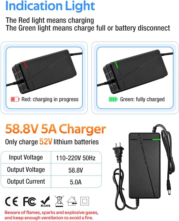 58.8V 3A/5A Charger with 6 Plug Suitable for Various Lithium Batteries, Such as Lawn Mower and Wheelchair Lithium Batteries, etc. (5A-6 Plug) - Image 6