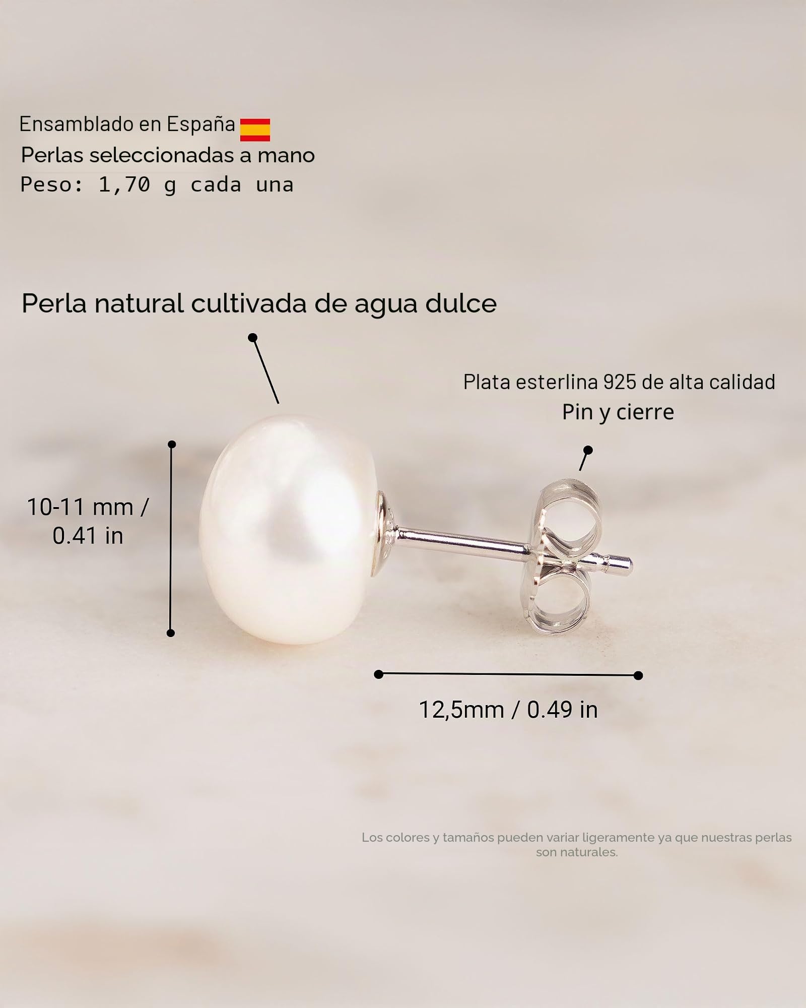 Pendientes de Mujer de Perlas Cultivadas de Agua Dulce Barrocas Blancas SECRET & YOU - Plata de Ley de 925 milésimas - Disponibles en 6 tallas desde 9-10 mm hasta 13-14 mm
