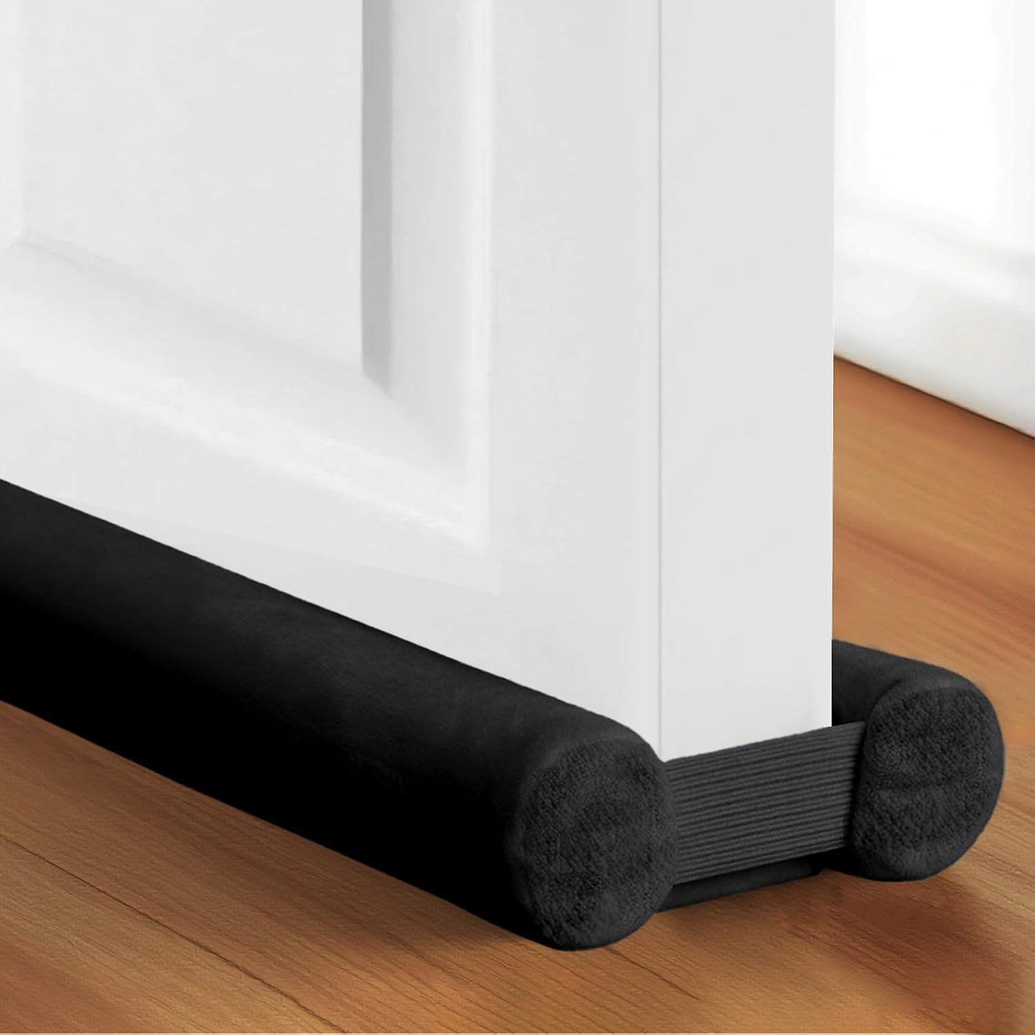 Thin Velvet Under Door Draft Stopper, Windproof Door Cover - Fits 30” to 36” Door, Soundproof Door, Adjustable Fit – Double Side Block Design, Keeps Noise,Smell,Light and Warm/Cold (Gray, 30" to 36")