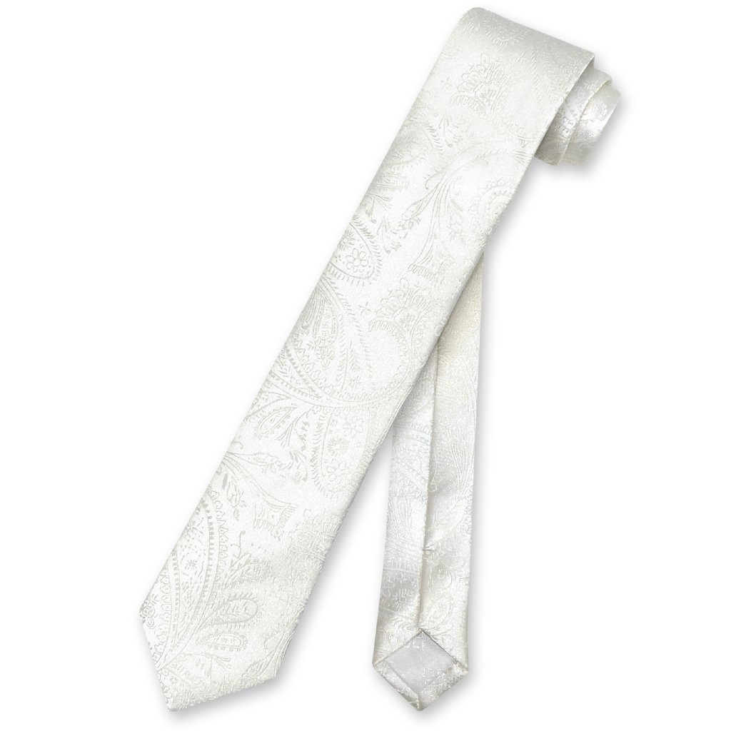 Vesuvio Napoli Narrow NeckTie Solid OFF-WHITE Paisley 2.5