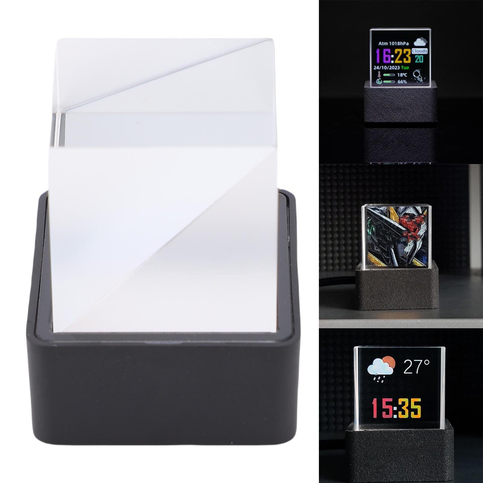 LED-holografischer Kristallwürfel, 3D-Hologramm-Display mit Klaren, Lebendigen Bildern und GIF-Animation, für Heimdekoration, Büro, Schreibtisch, Autozubehör