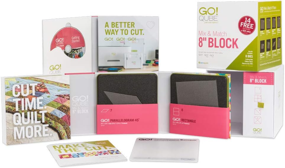 AccuQuilt GO! Qube Mix and Match 8 Inch Block with 8 Basic Cut Quilting ...
