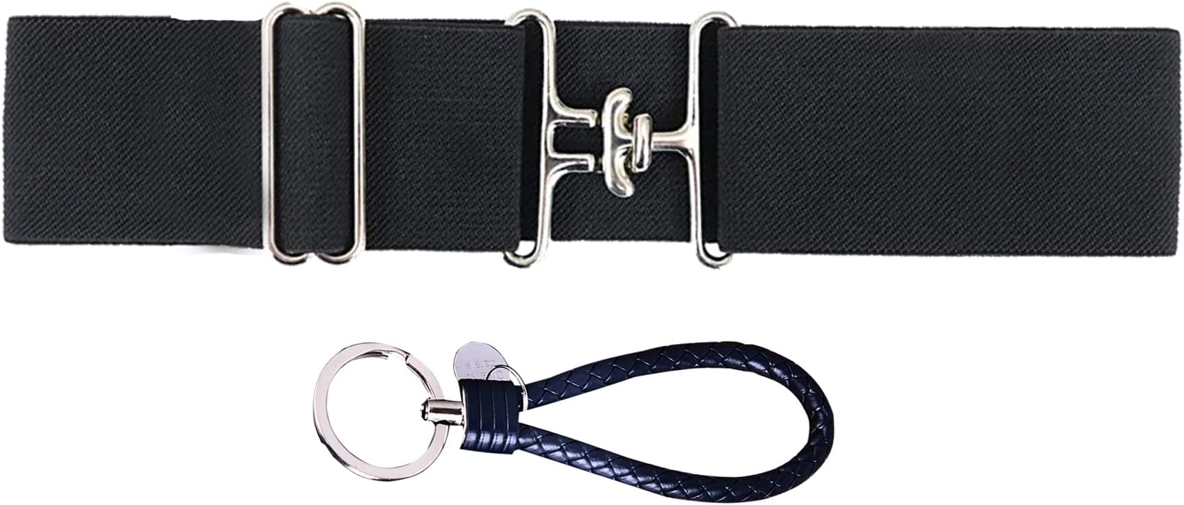 1.5-inch Elastic Equestrian Belt with Stretchable Waist Belt with Surcingle Buckle Horses Leather Key Strap Riding Belt for Horseback Equestrian Sports