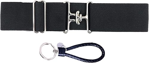 Cinturón ecuestre elástico de 1.5 pulgadas, cinturón elástico para montar a caballo con hebilla Surcingle Cinturón de caballos con correa de cuero