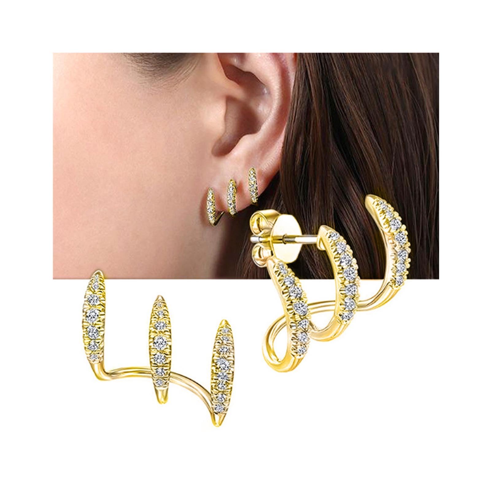 Kristall Krallen Ohrringe Krallen Manschetten Ohrringe Gold c Form Ohrringe Vintage Krallen Ohrringe Minimale Ohrenumwälzungen Ohrringe Piercing Krallen Ohrringe Frauen und Mädchen Geschenke (Gold)