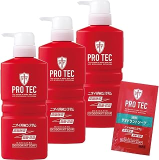 PRO TEC(プロテク) デオドラントソープ 本体 420ml×3個+ デオドラントソープ1回分おまけ付 [医薬部外品] ボディーソープ 殺菌