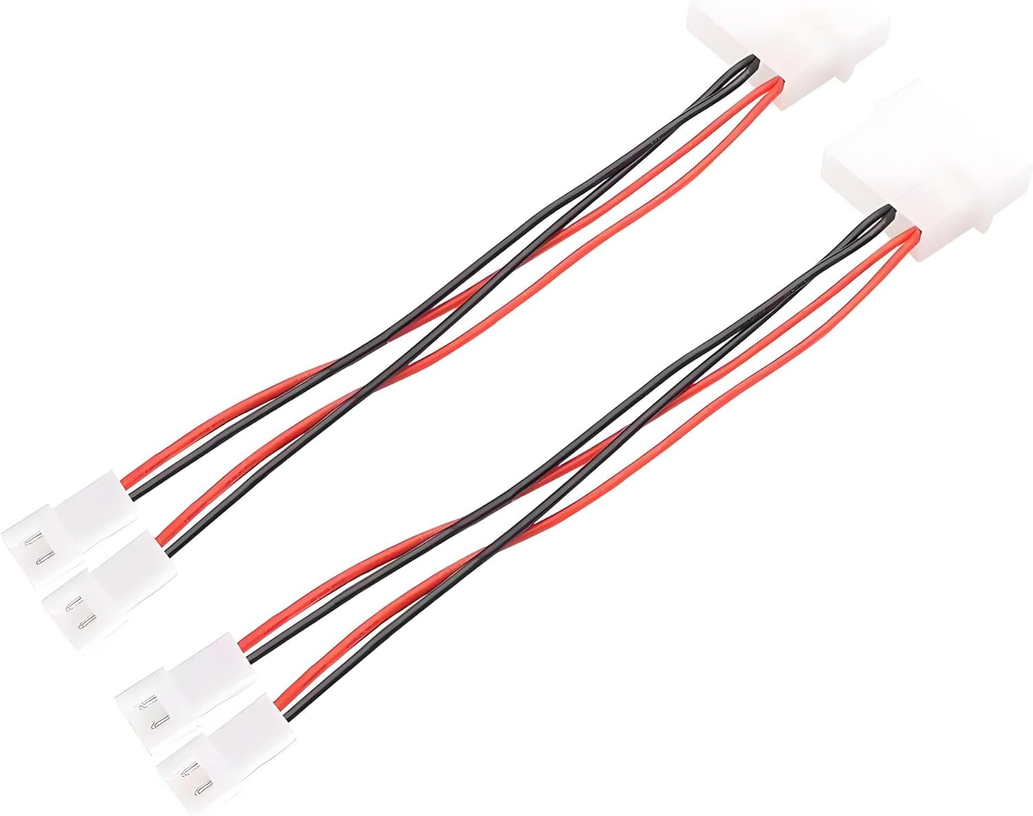 (2-Pack) Molex 4-pin to XH2.54 2-pin Fan Splitter Adapter – 12V case Fan Power Cable – 24AWG high-Current Wire (13cm, Black and red Colour Scheme) (1 to 2)