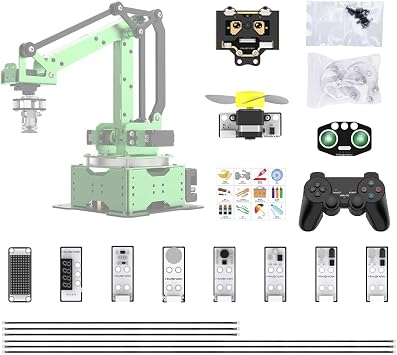 Secondary Development for MaxArm Upgrade, Sensor Kits, WonderCam Vision Module, PS2 Handle, Glowing Ultrasonic, Color/Touch/Sound/Light/Digital Tube Sensors Not Included MaxArm Robot Arm