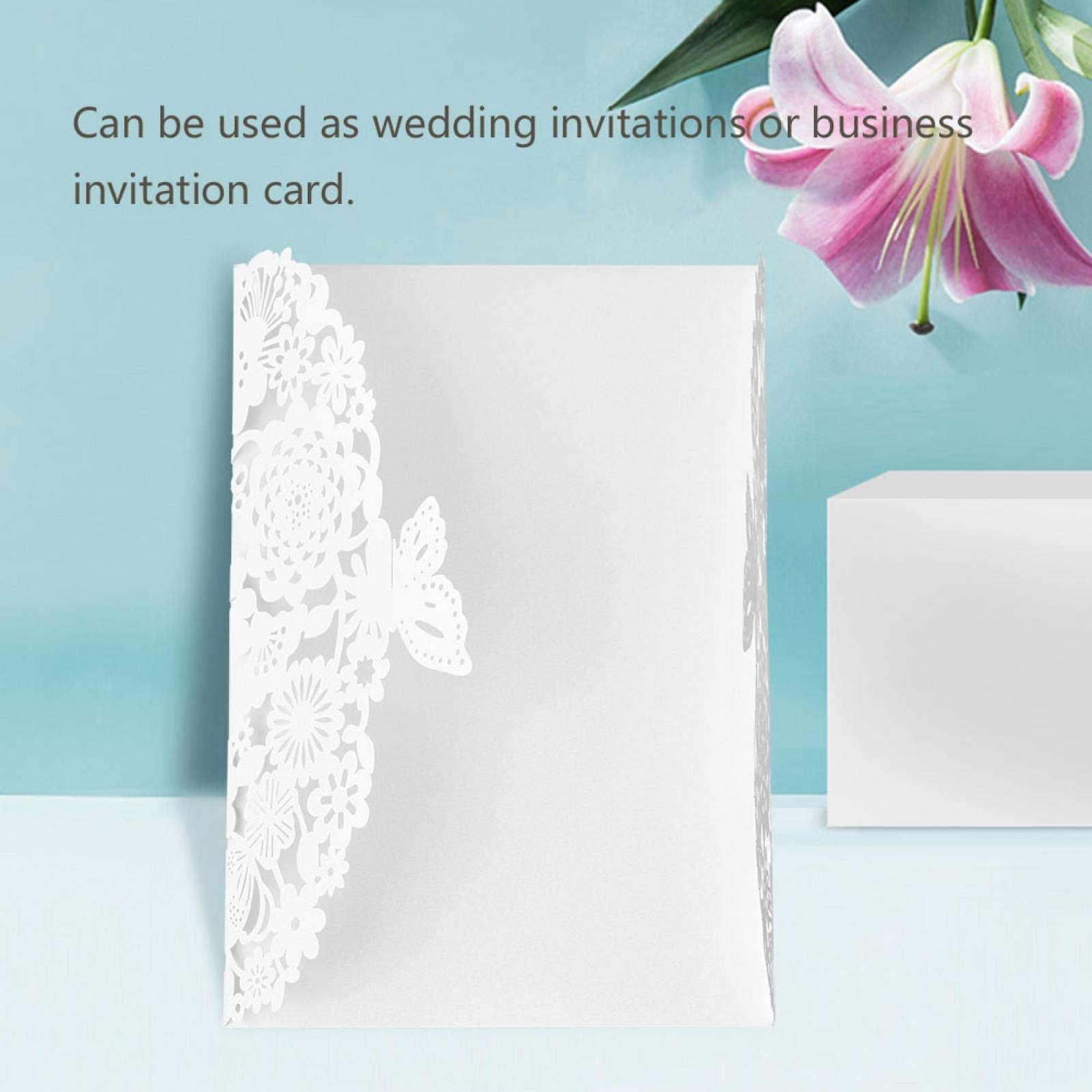Hosmsua 20x Viola Biglietti Di Invito Per Matrimonio e buste, Taglio Laser con Farfalla Inviti per Compleanno, Matrimonio, Fidanzamento, Inviti di Nozze (20 pezzi