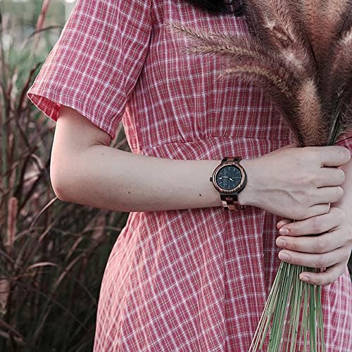 GUANKE Women Watches Wooden Colorful Bamboo Watches for Men Female with Week Date Display Handmade Natural Wood Casual Wirst Watches for Ladies Men Wrist Personalized Decor
