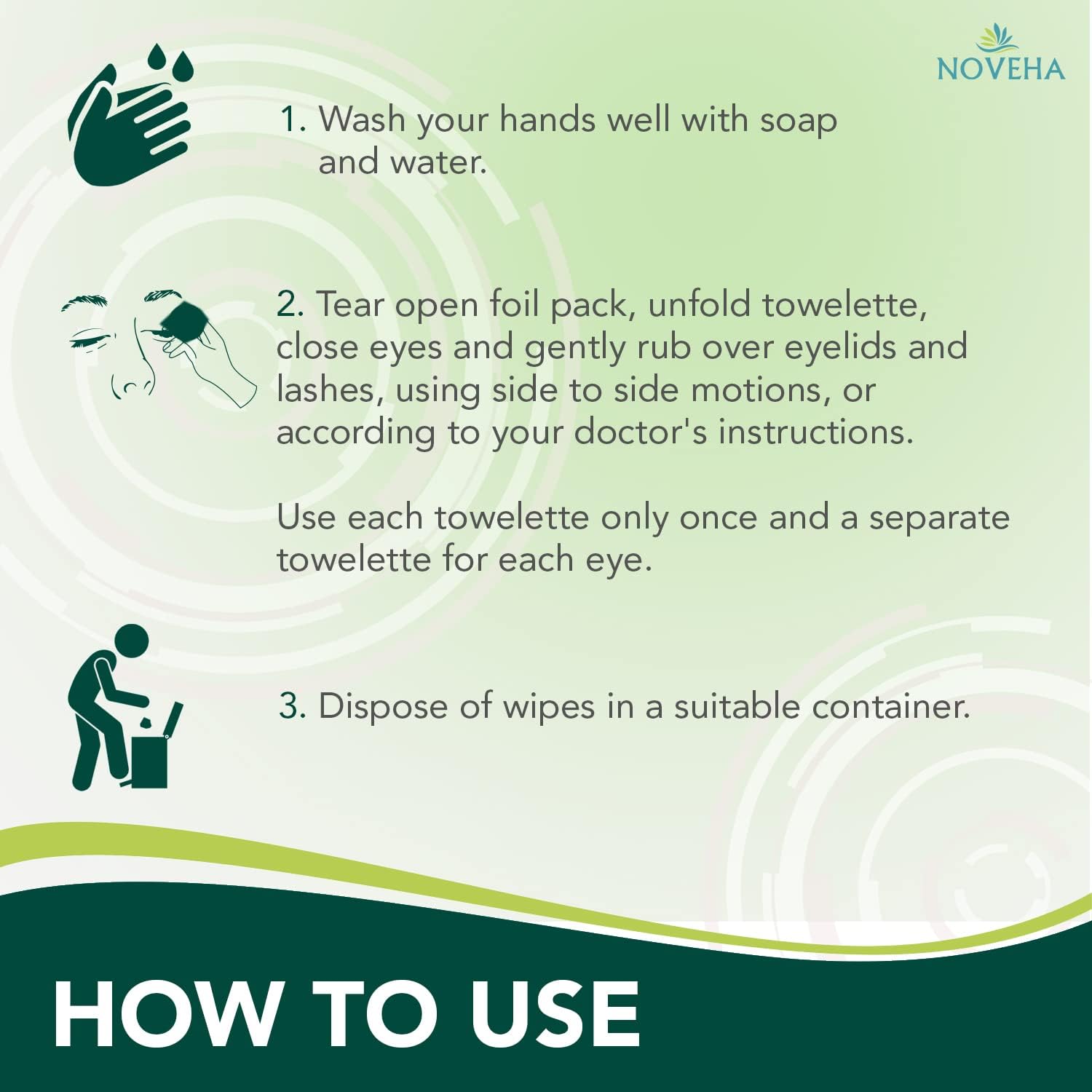 NOVEHA Salviette Oculari Asciutte Ipoallergeniche (60 Pz): Morbide E Resistenti Per Igiene Occhi Sensibili, Perfette Con Spray Acido Ipocloroso (Non Incluso)