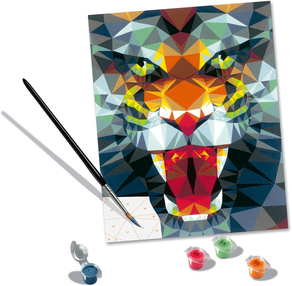 Ravensburger Polygon Tiger Paint by Numbers Kit for Adults - 23514 - Painting Arts and Crafts for Ages 12 and Up
