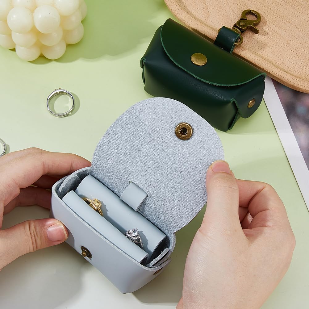SUPERFINDINGS Sky Blue Ring Bearer Pillows for Dog Collar PU Leather Wedding Ring Pillow Box Dog Collar Couple Ring Holder Pouch Earrings Storage Box with Clasps for Proposal Engagement