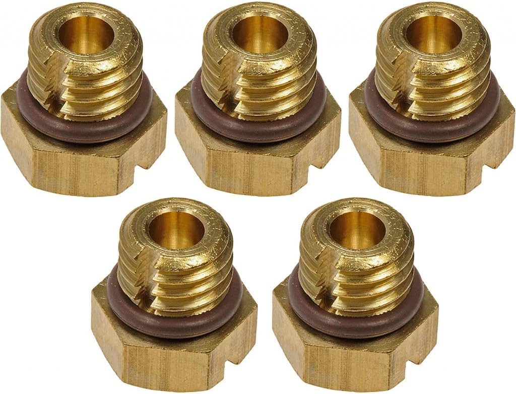 KarParts360 For Chevy C4500/C5500 Kodiak 2003-2009 Fuel Filter Bleeder Screw | Brass Material | 5-Pieces | Brass Color | With Gasket Or Seal | Replacement For 97363195, 12642623