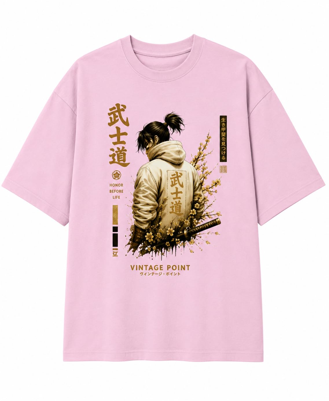 Vintage Point Bushido Spirit Oversized Graphic Unisex T-Shirt |100% Cotton-image-1