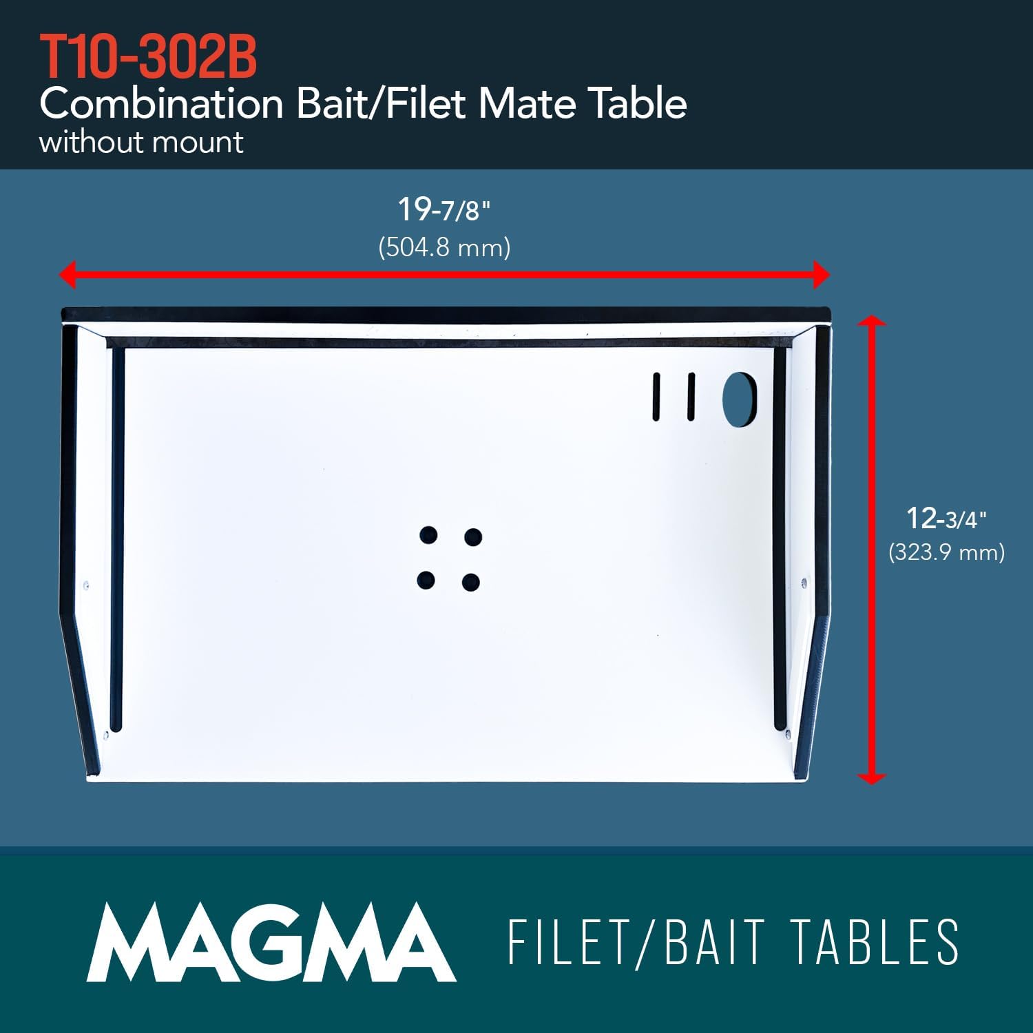Magma T10-302B Premium UV-Stabilized HDPE Fishing Bait and Fillet / Prep Table - Food Safe, Engraved Ruler (21-Inch)