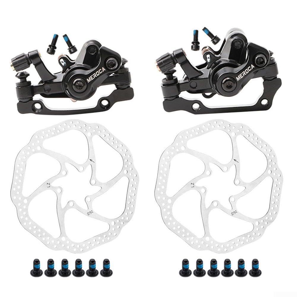 Mechanische Scheibenbremse, MTB Bremssattel, Für Rotor 160 mm, Legierung Clip, Wärmeableitung, Scheibenbremse Fahrrad, Faltrad Bremse, Aluminiumlegierungsmaterial(Vorne+Hinten mit 2PCS Rotor) Sport & Freizeit