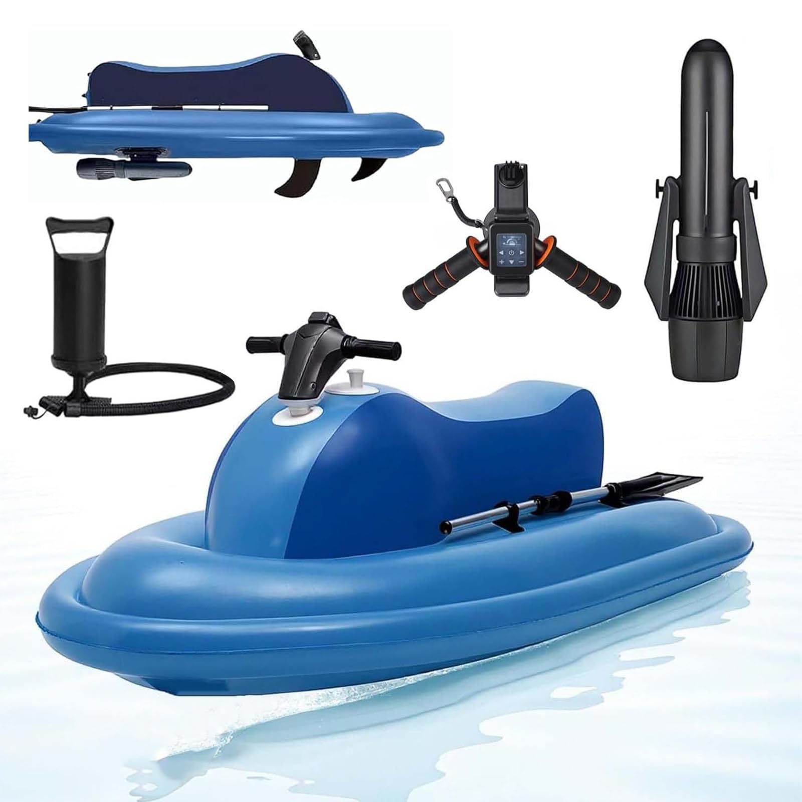Eastnmythet Inflatable Jet-Ski with Motor, Electric Surfboard with Underwater Thruster, 150kg~220kg Capacity, 3~9km/h, for Water Sports 500W 16000mAh