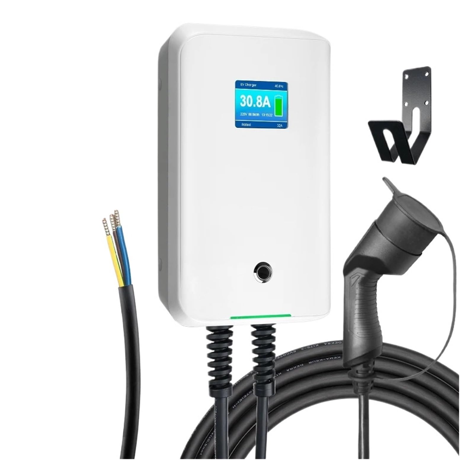 Cargador De Coche EV 32A EVSE Caja Pared Estación Terminal Carga Eléctrico 7kw Tipo 2 Cable Monofásico 6M Recarga Segura(7KW Cable App)