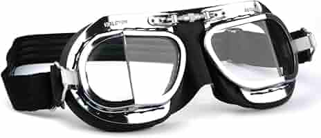 HALCYON MARK GOGGLES 黒 コンパクトタイプ　イギリス製 Halcyon Mark 4 Silver Cross Leather Motorcycle Goggles