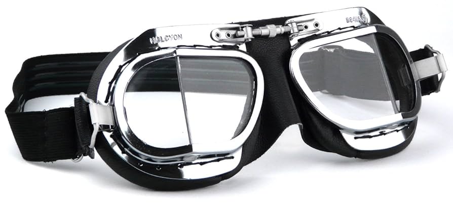 バイクウェア・装備 HALCYON MARK 9 DE LUXE GOGGLE Halcyon Mark 9 Deluxe Black Motorcycle & Aviator Goggles | PVC