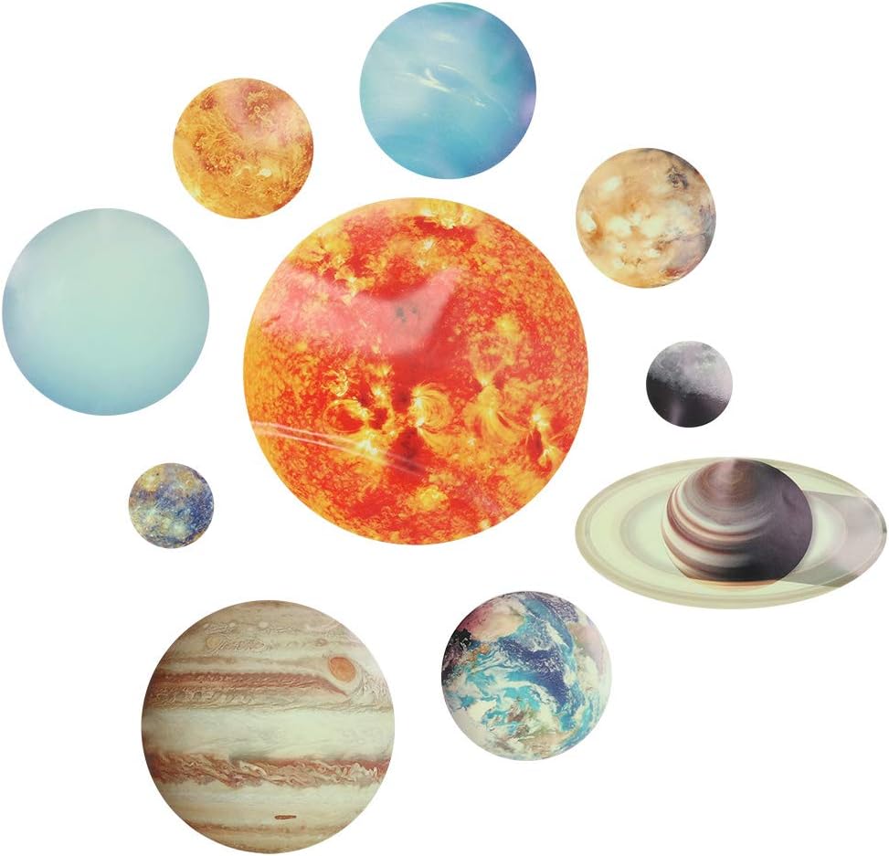 Luminous Solar System Wall Sticker, Glowing Wall Decor for Kids Room, Glow in The Dark Planet Stickers with Sun Moon Earth for Bedroom Ceiling Nursery Home Decoration