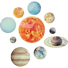 Garsent Creatiees Luminous Wall Stickers, 10 Planets Wall Stickers, Removable Glow in The Planets of The Solar System, Fluorescent