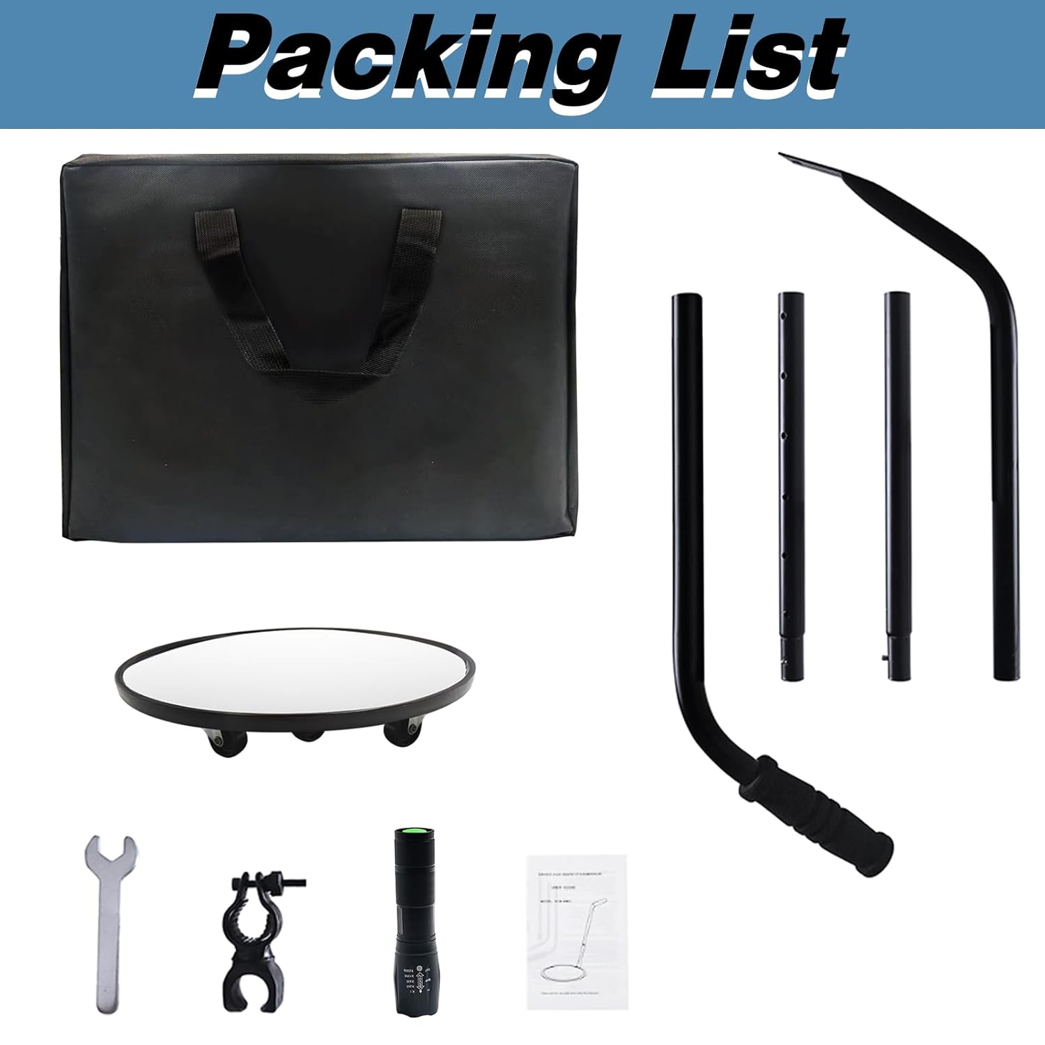 Under Vehicle Inspection Mirror, 12 inch Inspection Mirror with Wheels and LED Light,Handheld Inspection Mirror for Entry Security, Parking lot Security, auto Maintenance