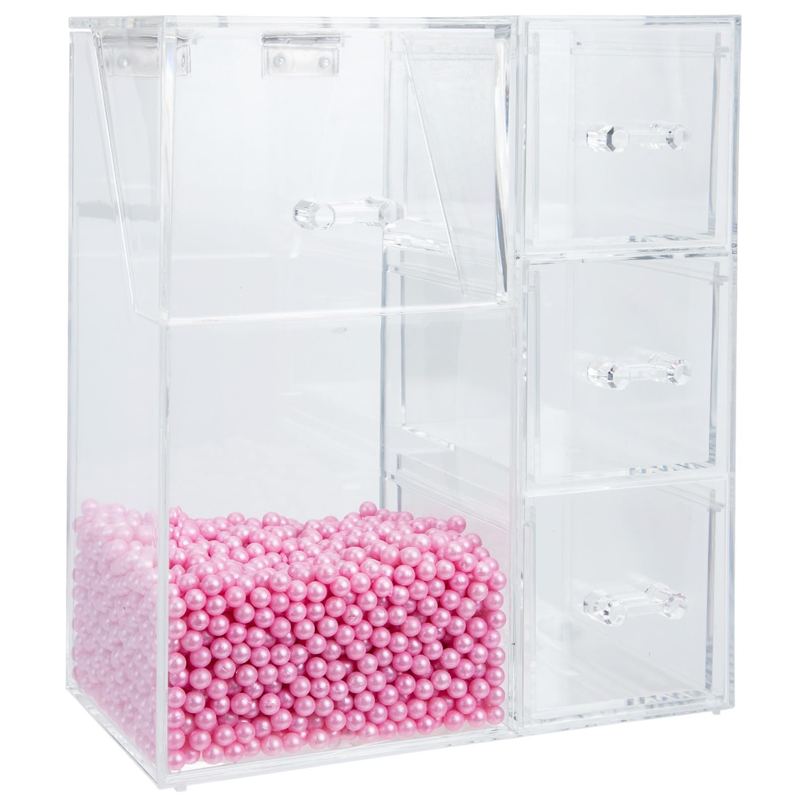 Ciieeo Caja de Brochas de Maquillaje Acrílica Tapa, Rosa Moderna