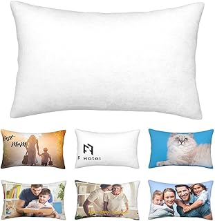 Custom Decorative Pillowcase with Couple Photo, Customized Throw Pillow Cover, Personalized Pillowcases for Sofa Cushion Bed Decor, Customize Love Pillowcase with Picture, BlankWhite, 14"x20"