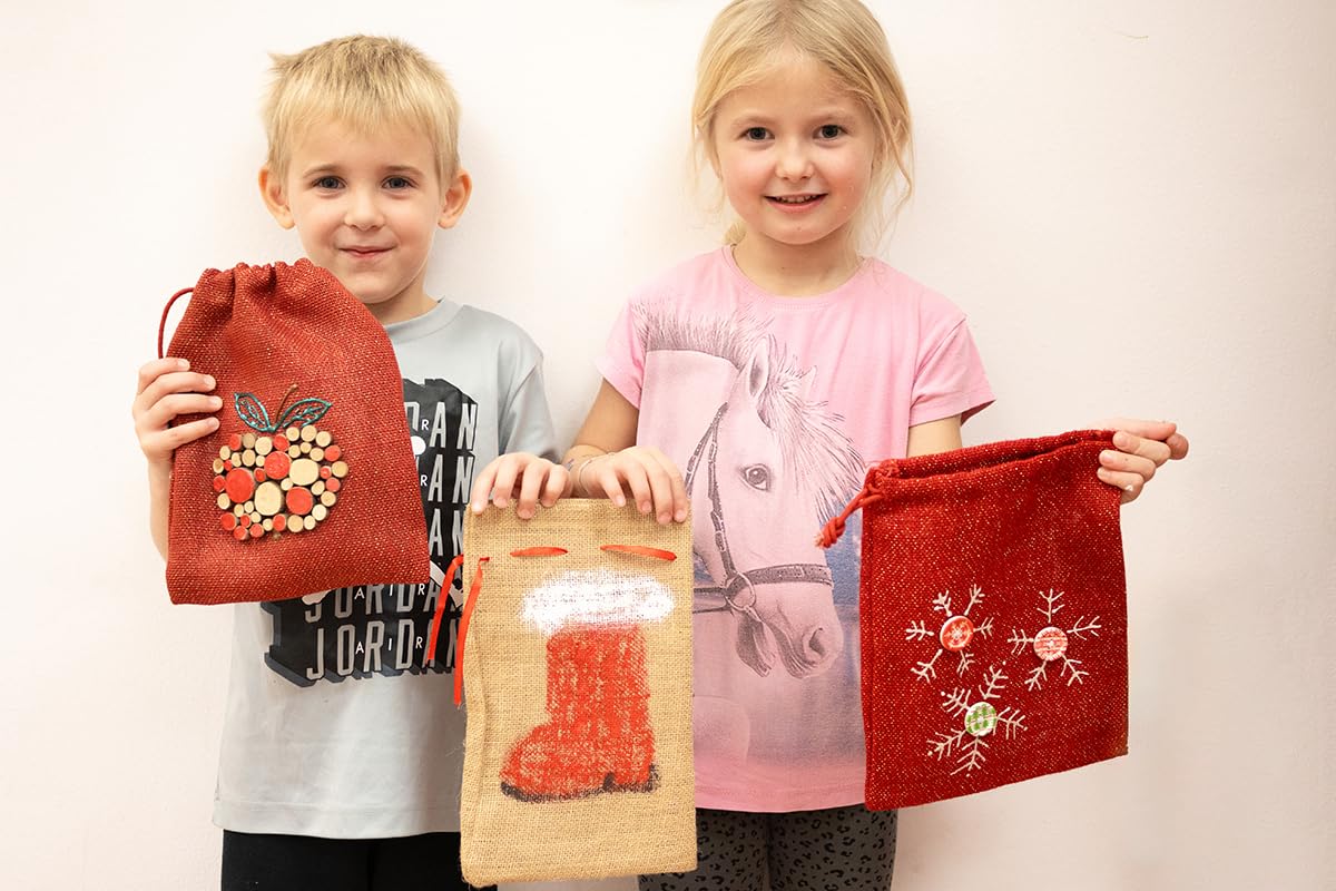 Jutesäcke natur 17 x 25 cm | Set mit 50 Stück | DIY zum Bemalen und Gestalten | ideal für Nikolaus | Jutesack | Nikolaus Sackerl