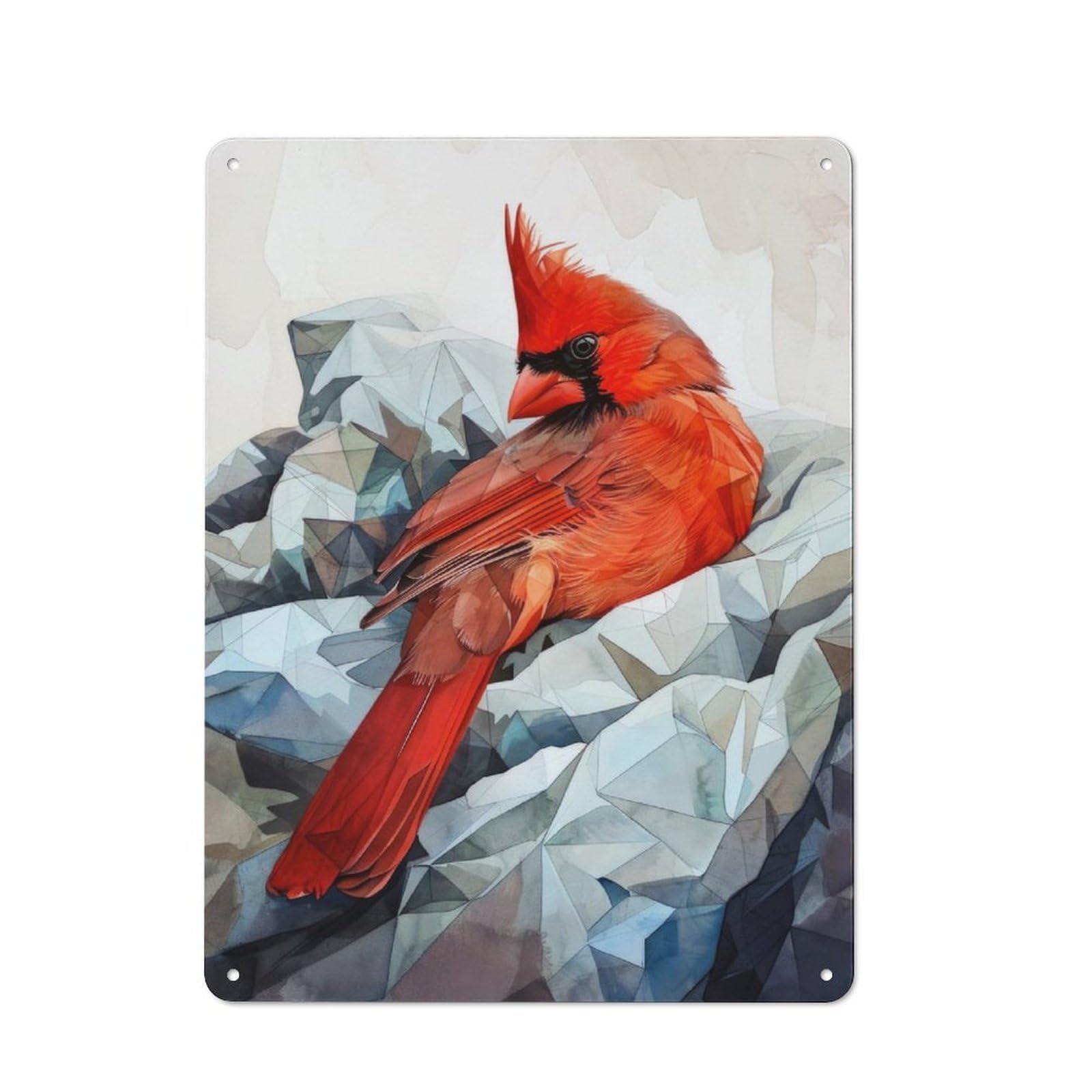 Metal Plaque 40x30cm with Cardinal Bird Watercolor Art for Pub Or Café, Rustic Decor, for Pub Decor Enthusiasts