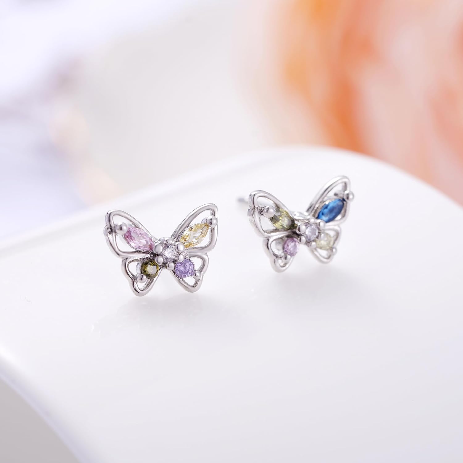 Butterfly Earrings for Daughter, Inspirational Stud Earrings Gift with Message Card, Be Your Own Kind of Beautiful Jewelry from Mom or Dad — 1 Pair or 3-Pair Set - Image 3