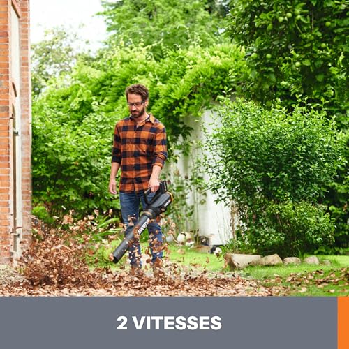 WORX Souffleur sans fil 20V WG547E.9 vitesse de soufflerie de 129kmh 2 vitesses Turbine technologies livré sans batterie ni chargeur - vue 5