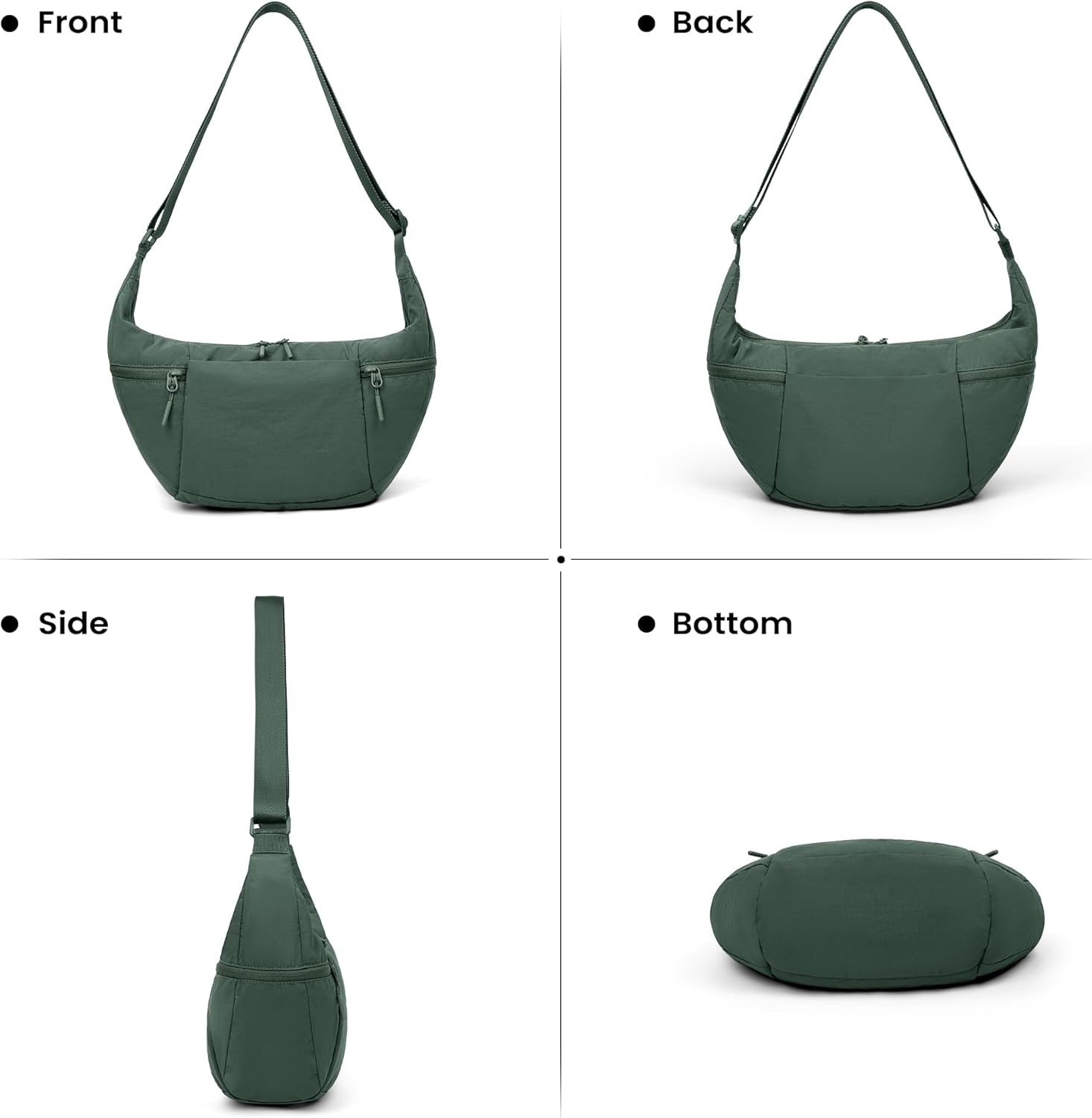 VONAL Nylon Crescent Crossbody Bag, Sloughy Shoulder Hobo Bag for Women, Lightweight Moon Bag Dumpling Sling Bag Purse - Image 7