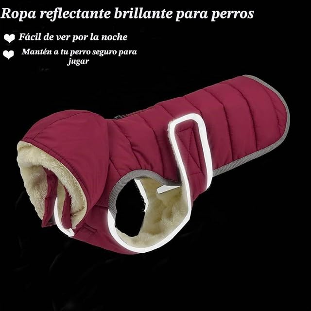 Foto 5 de 7 de Etechydra Impermeable Chaqueta Abrigada para Perros, Reflectante Abrigo para Perro con Sombrero Desmontable