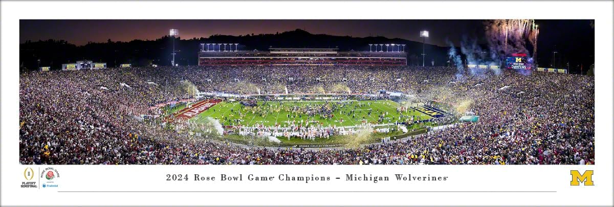 2024 Rose Bowl Champions, Michigan Wolverines - Unframed 40 x 13.5 Poster by Blakeway Panoramas