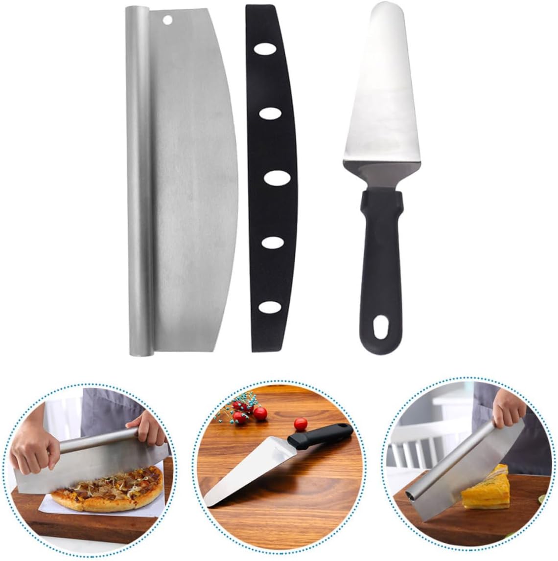 Alipis Pizza Cutter and Peel Set 2pcs Stainless Steel Pizza Slicer with Pp Handle for Kitchen and Baking Use