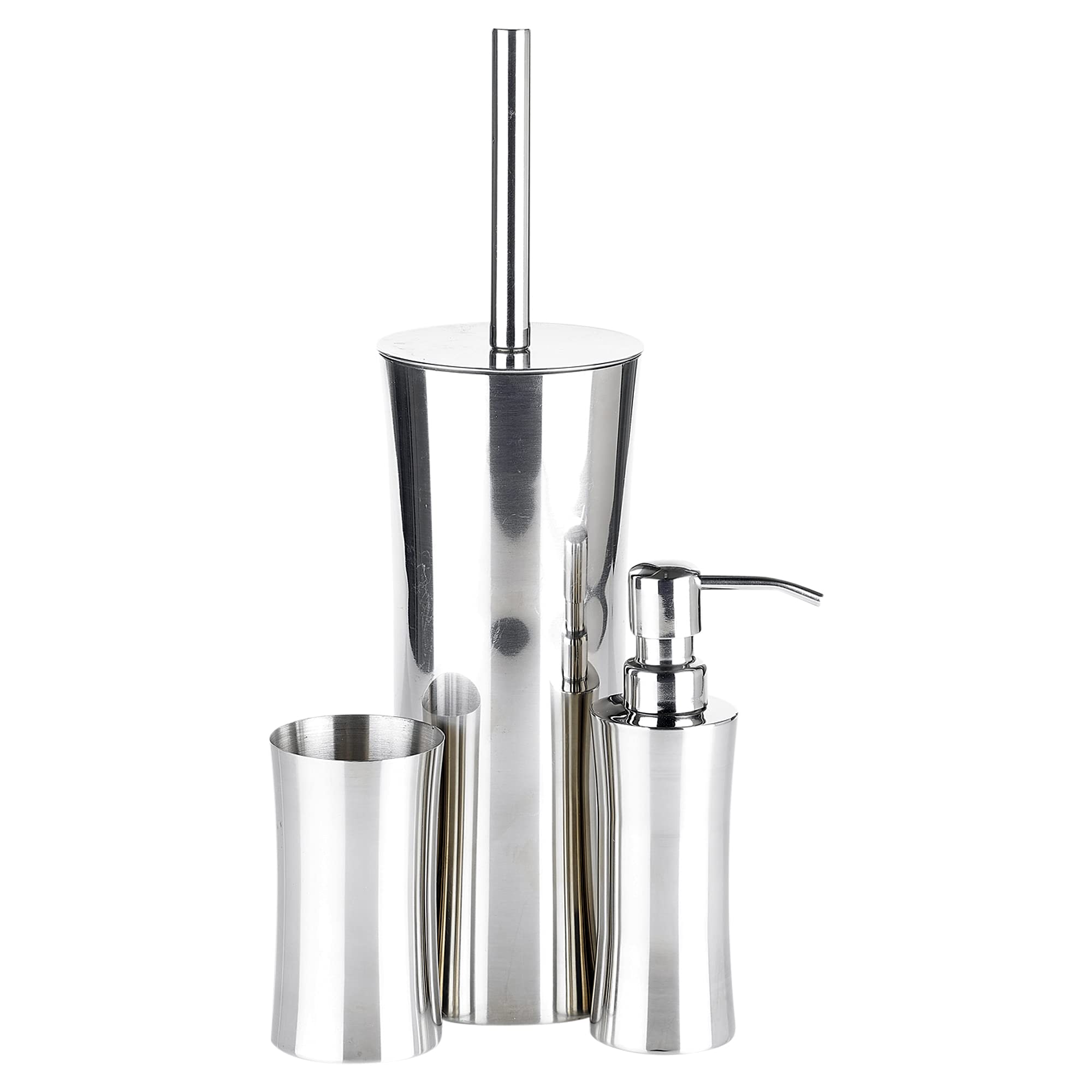 Urbn Living 3Pcs Stainless Steel Matching Dispenser Tumbler Toilet Brush Set
