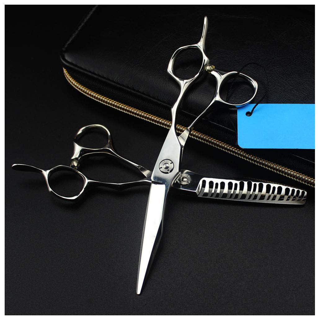 Ciseaux de coiffure 6 pouces avec ciseaux à dents plates argentés pour frange