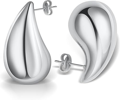 Aretes de aro de oro grueso para mujer, ligeros, chapados en oro de 18 quilates, hipoalergénicos, con forma de gota de agua, aretes de gota de moda