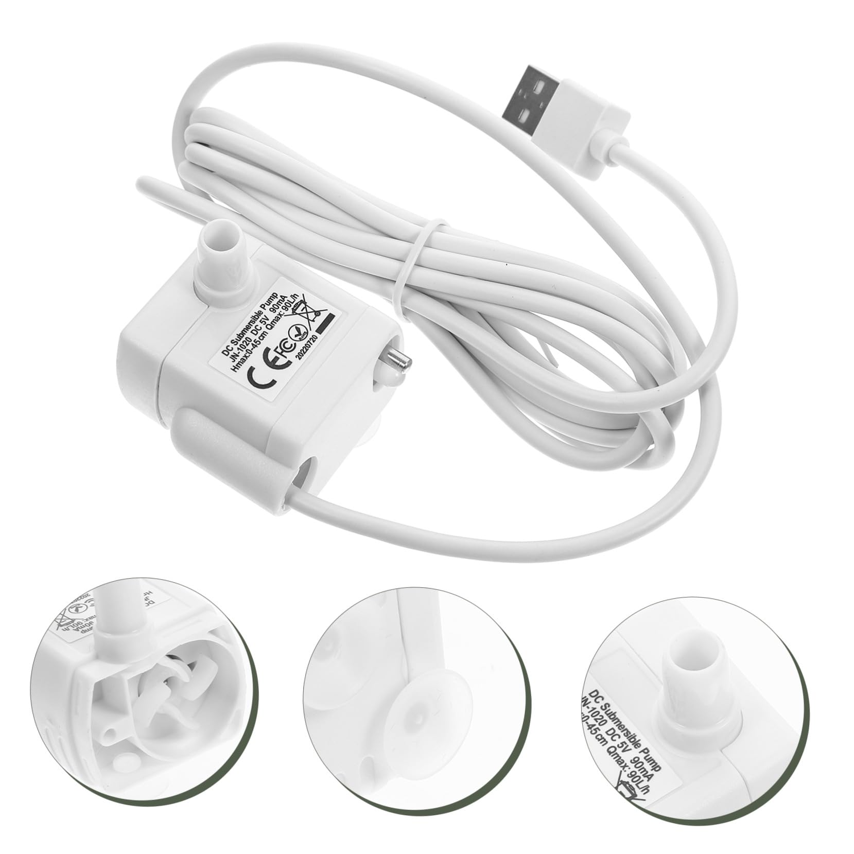 VILLCASE Bomba Sumergible para Fuentes de Agua para Gatos, Mini Bomba de Agua ABS, Protección Antisequía, Cable USB 5v para Mascotas