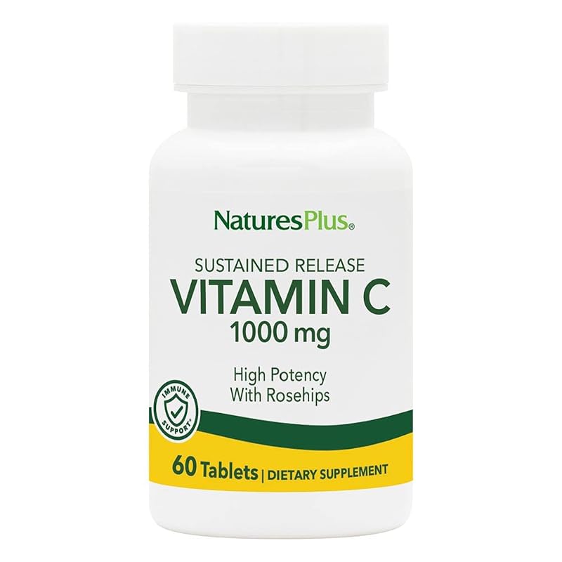 NaturesPlus Vitamina C de liberação prolongada com rose hips 1000 mg - 60 comprimidos