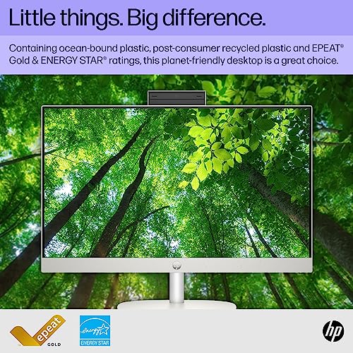 Image of HP 23.8 inch All-in-One Desktop PC, FHD Display, AMD Athlon Silver 7120U, 8 GB RAM, 256 GB SSD, AMD Radeon Graphics, Windows 11 Home, 24-cr0010 (2023)
