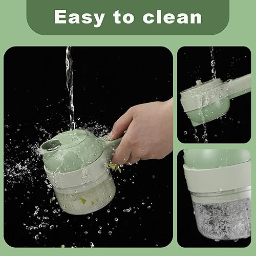 Miniatura 7 de AXEDAES Juego de cortadores de verduras eléctricos portátiles 4 en 1, procesador inalámbrico de verduras para ajo, pimientos, cebollas, apio,