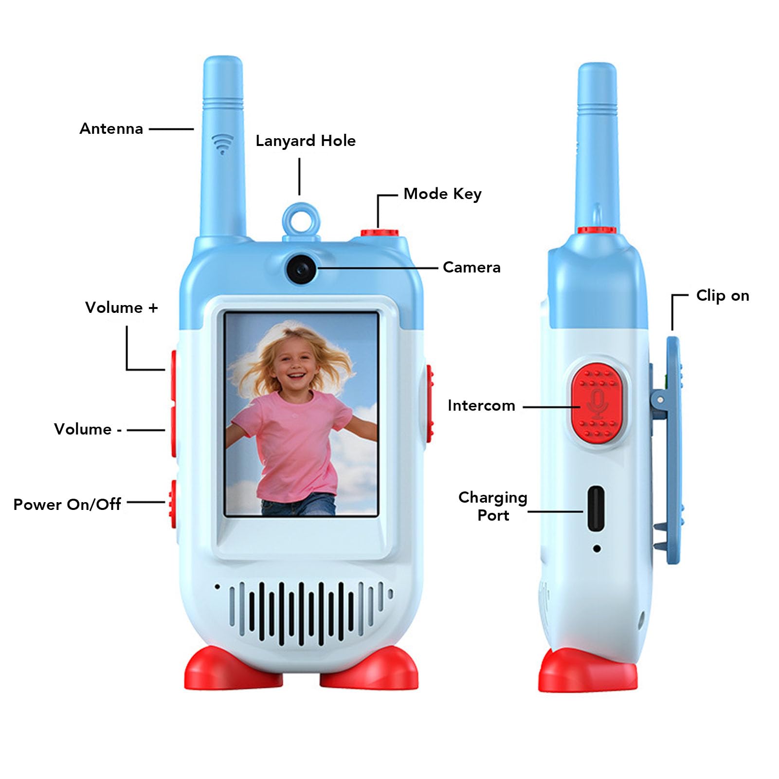 Generic Talkie-walkie Vidéo pour Enfants, Lot de 2 Interphones Vidéo Rechargeables Portables avec Interaction en Direct, Transmission Sonore à Signal Fort, Talkie-walkie pour Jeu