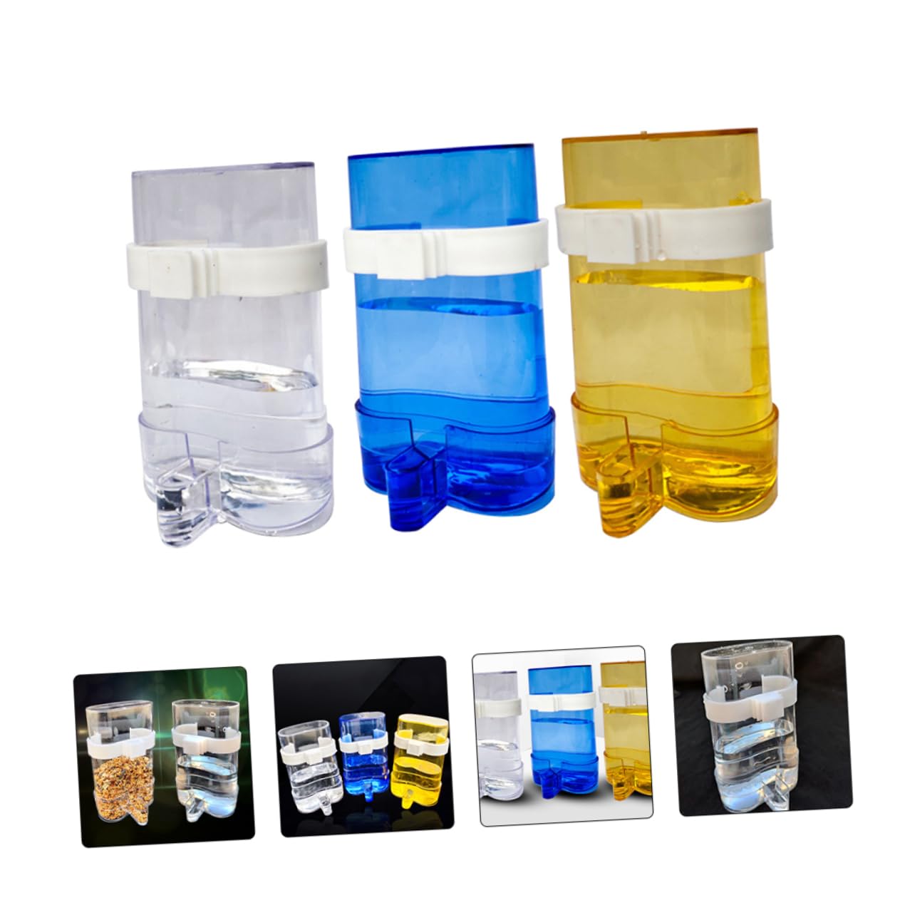 HEMOTON Alimentatore Automatico per Pappagalli in Plastica Blu da Interno ed Esterno, Mangiatoia 12 Pezzi per Uccelli Domestici