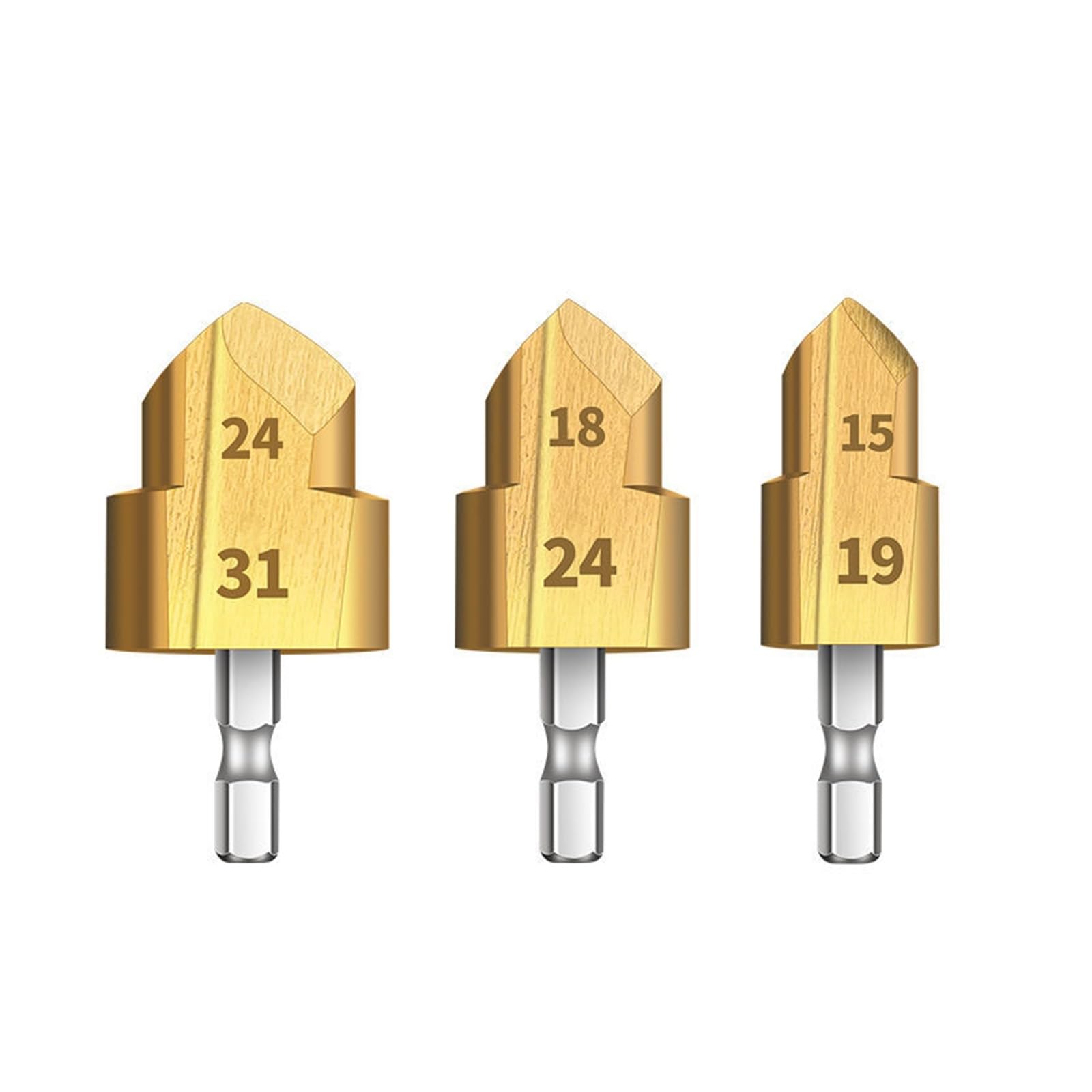 Xuyingst Water Pipe Expansion Drill Bits 6.35mm Hexagonal Shank Step Drill Bit Punching Tool for Plumber Repair Power Tool Parts 3PCS